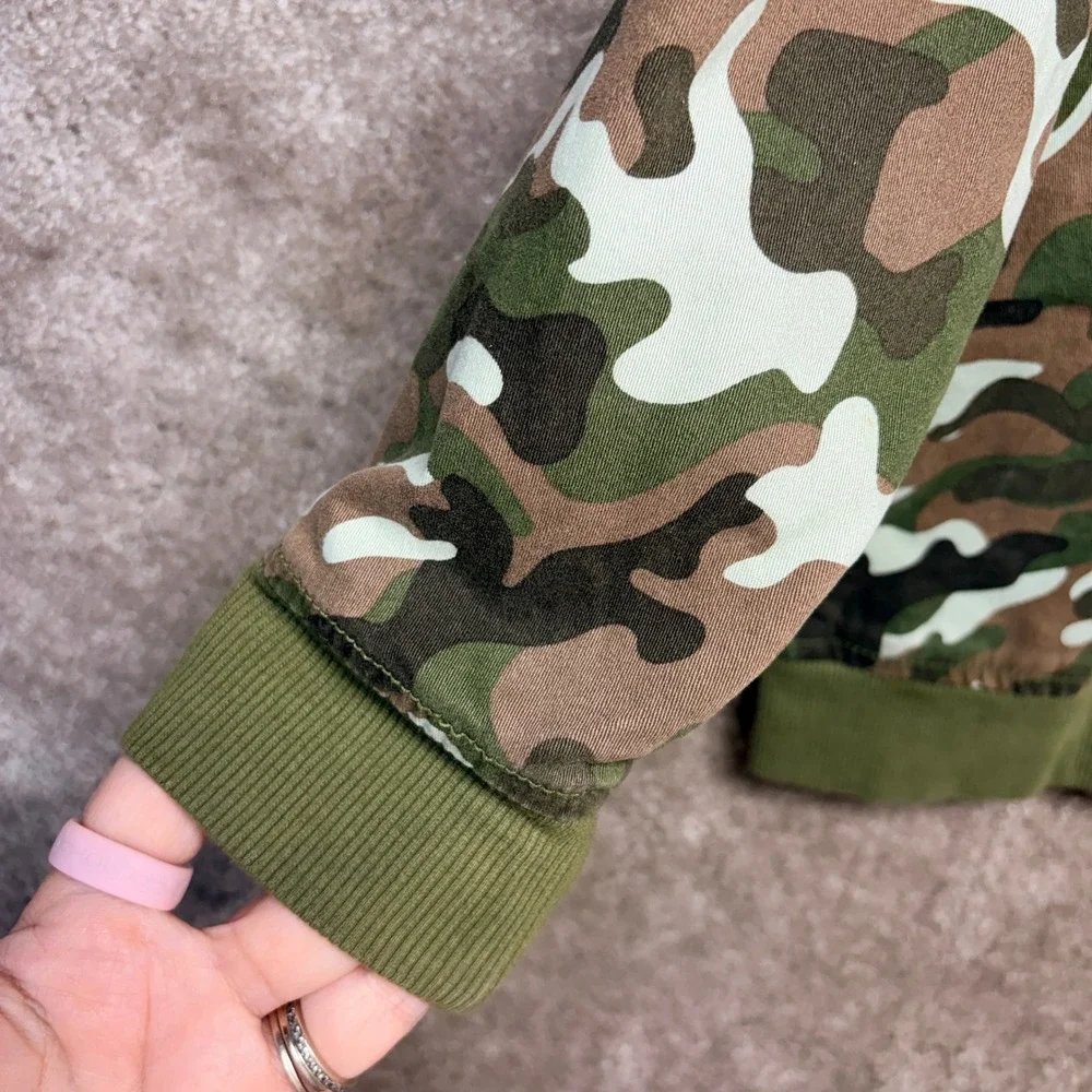 Gymboree Go Outside Boys Camo Bomber Jacket Green Brown Size XXS 3 Woodland Zip
